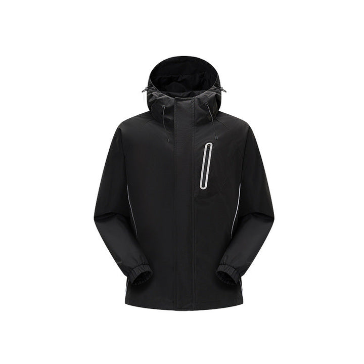 Herr Vindtät Andningsbar Regn och Softshell Jacka med Justerbar Huva och Reflekterande Inlägg Drune
