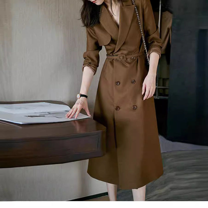 Dam elegant trenchcoat med Double knappslå och midjebälte