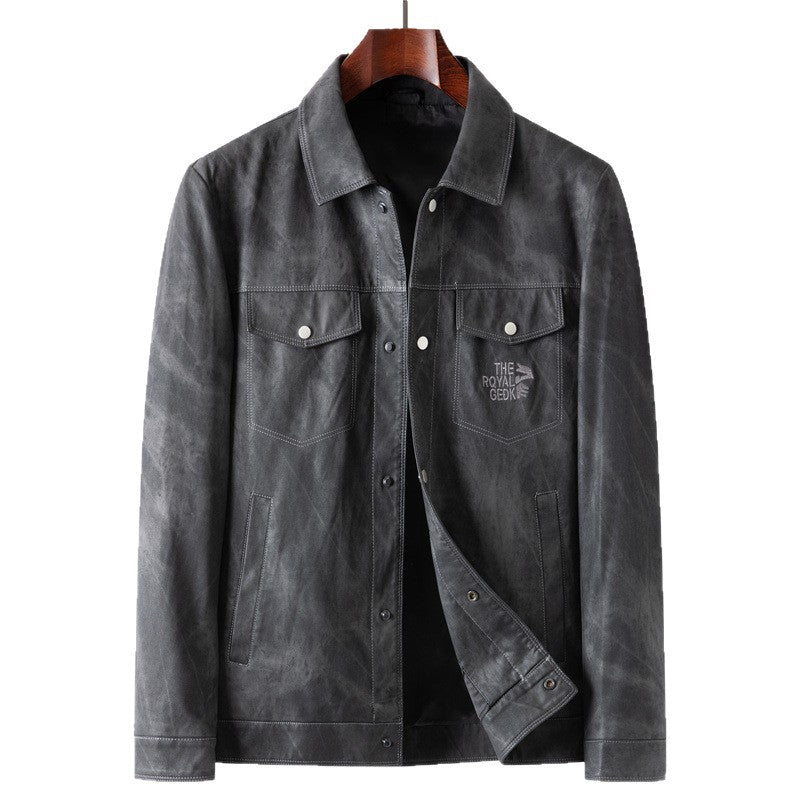 Herr Suede Look Trucker Jacka med Skjorta Krage och Lock Fickor