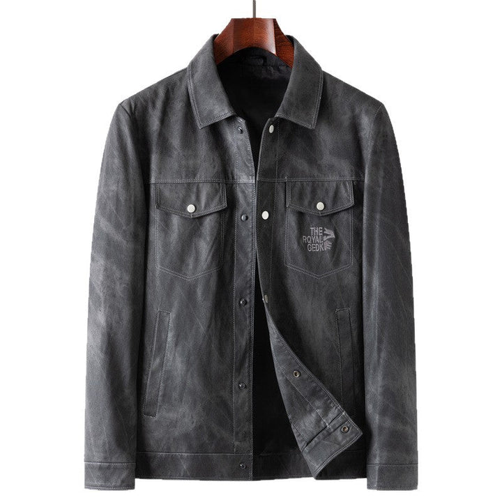 Herr Suede Look Trucker Jacka med Skjorta Krage och Lock Fickor