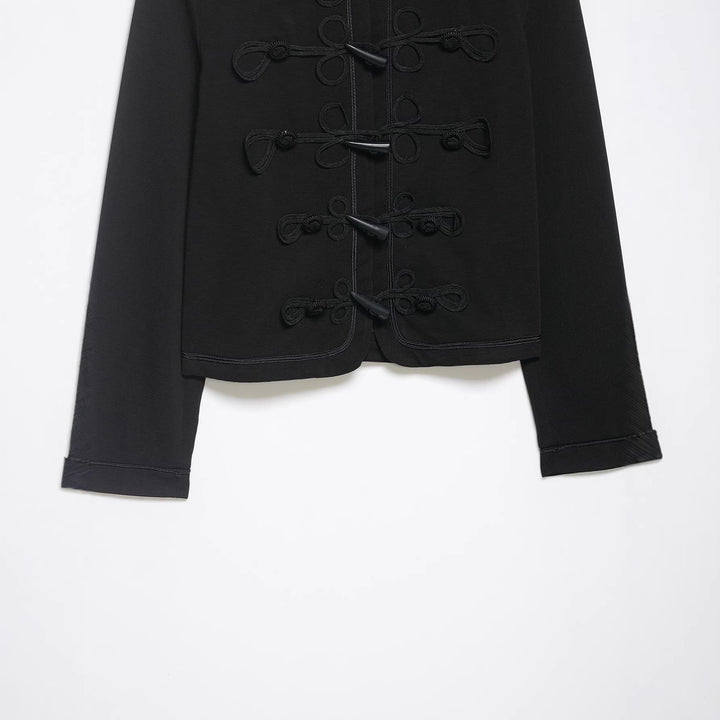 Dam Kort Jacka i Military Stil med Cord Frog Closures