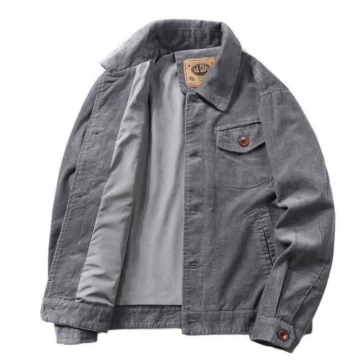 Herr Bomull Manchester Jacka i Worker Blouson med Ljus Foder