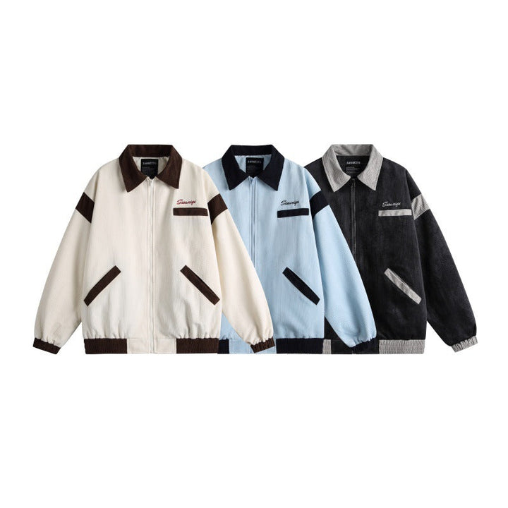 Unisex Harrington Blouson Jacka med Textured Fabric och Contrast Kant