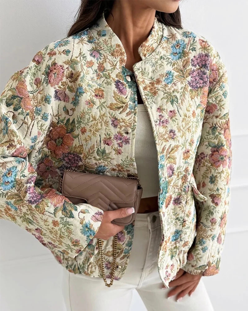Dam Modern Blommig Jacka
