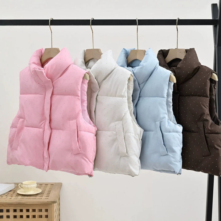 Dam Isolerad Sleeveless Vadderad Gilet med Quiltad Ståkrage