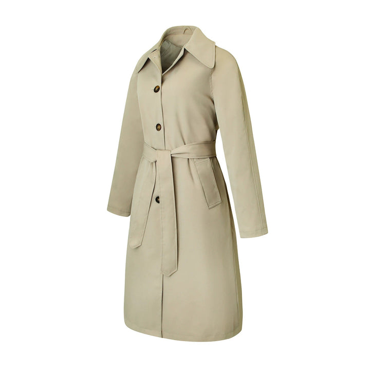 Dam trenchcoat med knytband, figurnära skärning och skjortkrage
