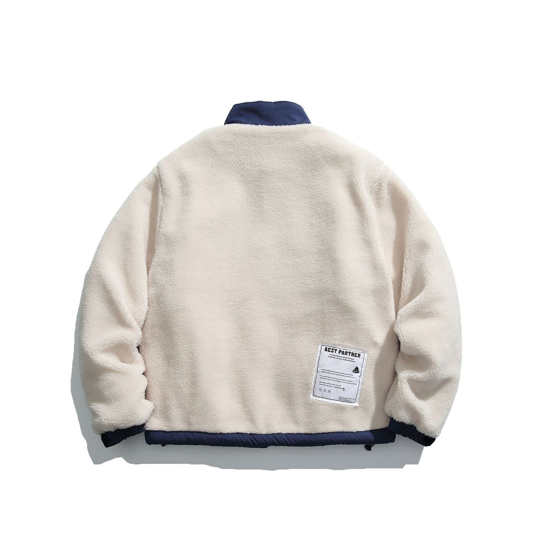 Herr Teddy Fleece Jacka med ståkrage, Hel Dragkedja och Kontrast Trim