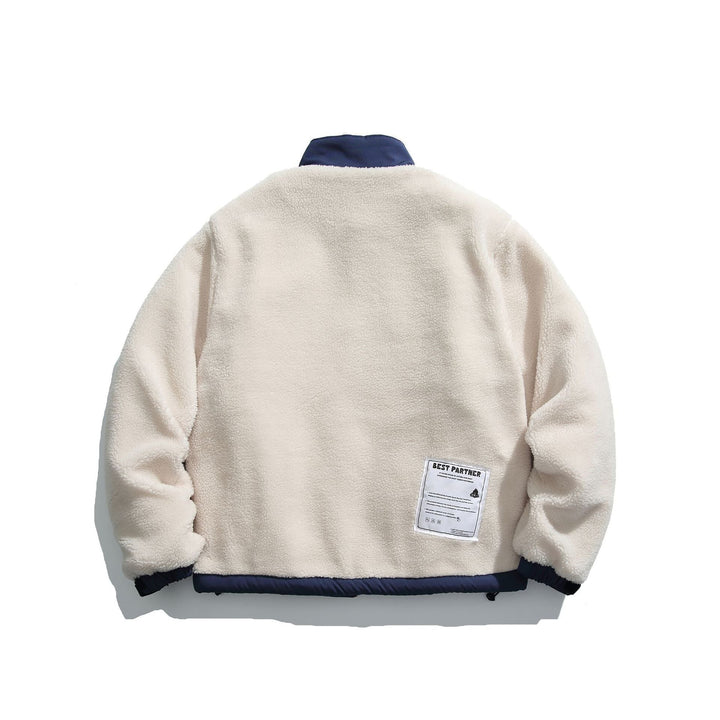 Herr Teddy Fleece Jacka med ståkrage, Hel Dragkedja och Kontrast Trim