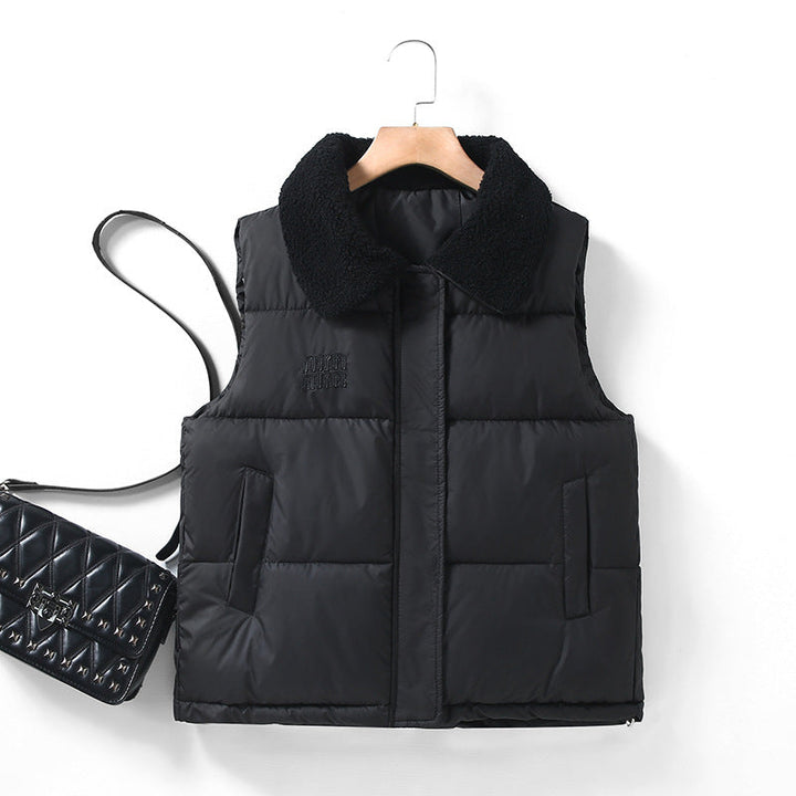Dam non-quiltad sleeveless väst med Sherpa sjalkrage och thermal insulation