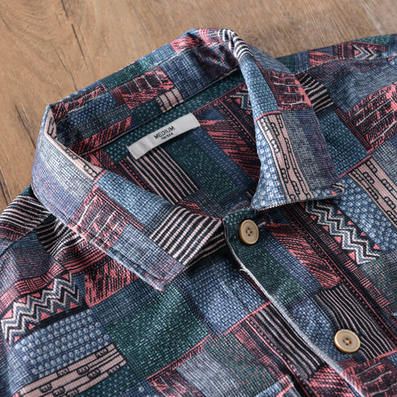 Herröverskjorta i Patchwork Look med Applied Bröstfickor