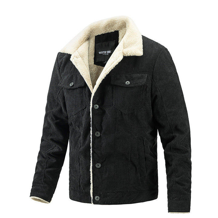 Herr Vintage Manchester Jacka i Trucker Stil med Sherpa Foder och Bröst Lock