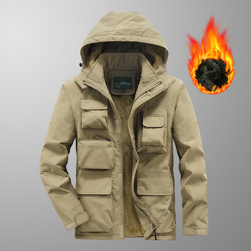 Herr Warming Multi-Function Parka med Teddy Fleecefoder, Huva och Utility Fickor