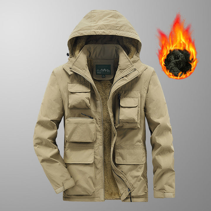 Herr Warming Multi-Function Parka med Teddy Fleecefoder, Huva och Utility Fickor