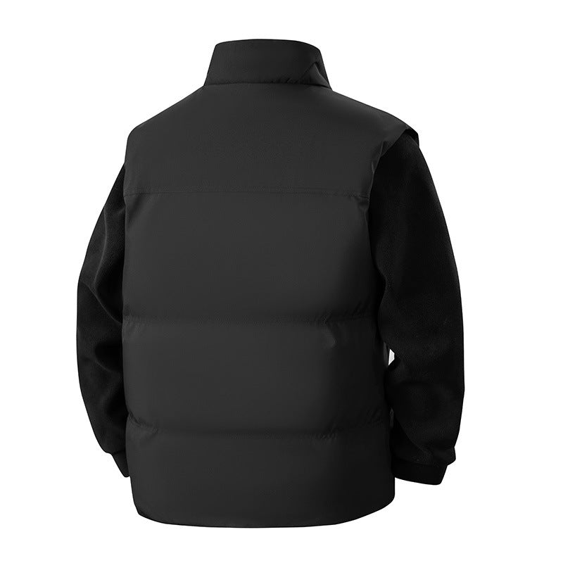 Herr Vadderad Sleeveless Termisk Väst med Stående Krage och Zippered Fickor