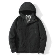 Herr lätt med huva Jacka tillverkad av softshell med värmande foder och Minimalistisk Dragkedja Fickor