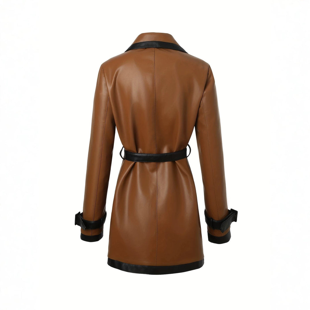 Dam Modern Faux Läder Trenchcoat