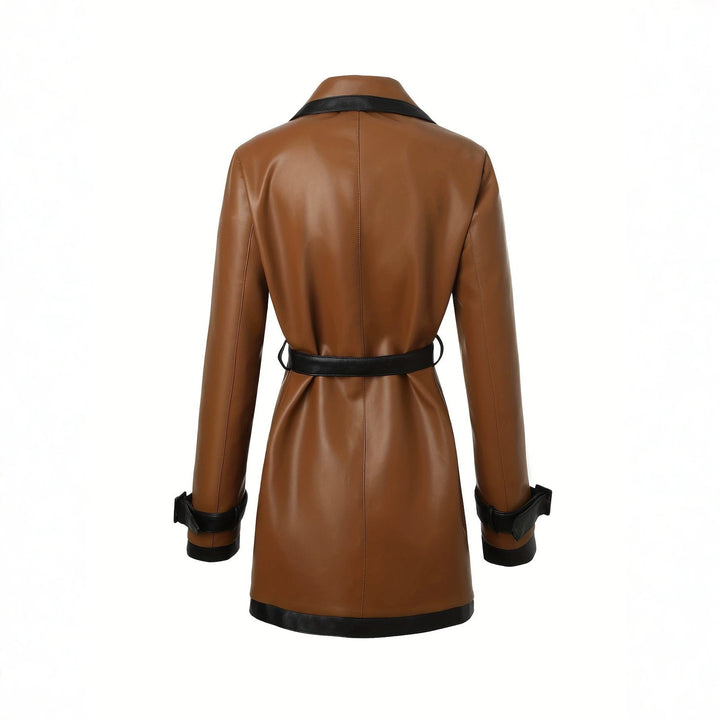 Dam Modern Faux Läder Trenchcoat