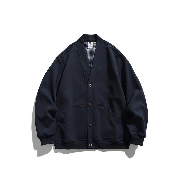 Unisex Oversized Cardigan Jacka Gjord av Heavyweight French Terry med V-ringad och Utanpåfickor