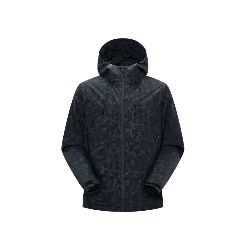 Herr Vattentät Andningsbar Frilufts Softshell Jacka med Taped Sömmar och Huva Drune