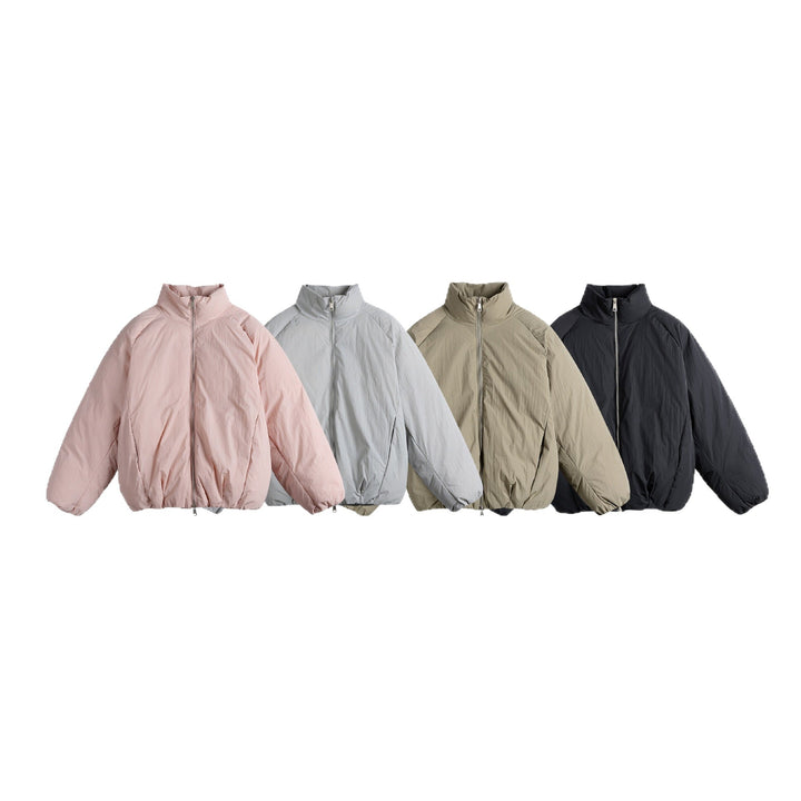 Unisex Oversized Vadderad Jacka med Hög Ståkrage och Tvåvägsdragkedja