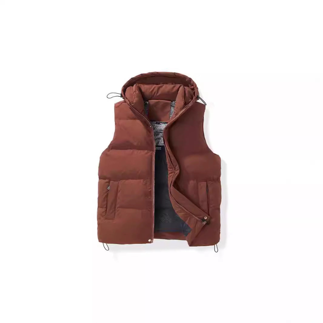 Unisex vadderad Hooded väst med Thermal Insulation och Drawstring