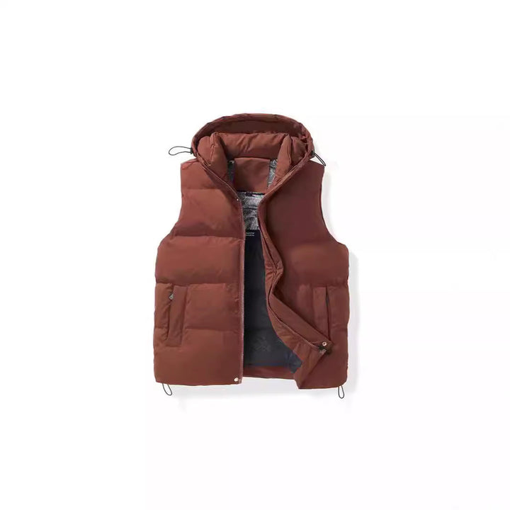 Unisex vadderad Hooded väst med Thermal Insulation och Drawstring