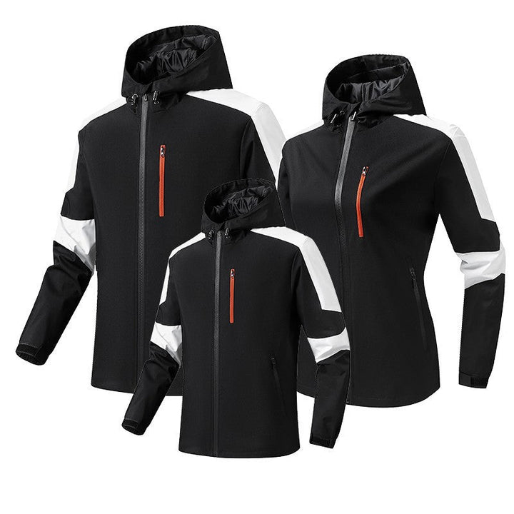 Herr Andningsbar Softshell-Hardshell Hybrid Jacka med Huva och Vattentät Dragkedjefickor