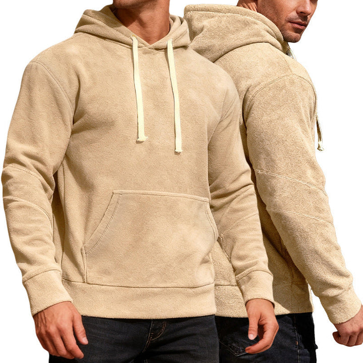 Herr Nan Velvety Luvtröja med Seam Detaljer, Känguruficka och Contrast Cord