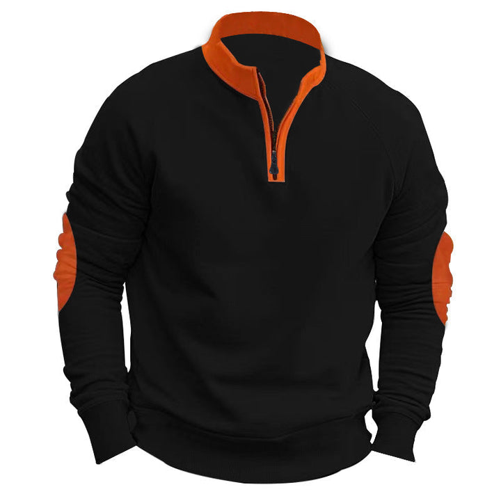 Herr Raglan Pullover med Kort Dragkedja, Ståkrage och Ergonomic Elbow Panels