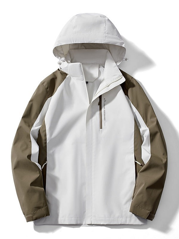 Dam två-layer softshell rain jacka med huva, andningsbar membrane och chest zip