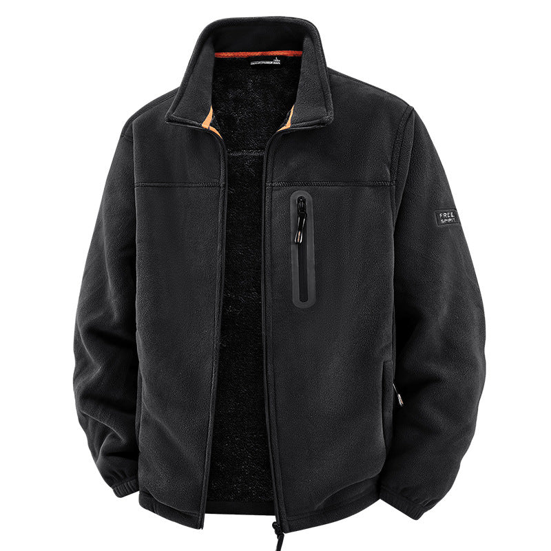 Herr Termisk Fleece Frilufts Jacka med Teddyfoder, Bröst Dragkedja &amp; Vindtät Yta
