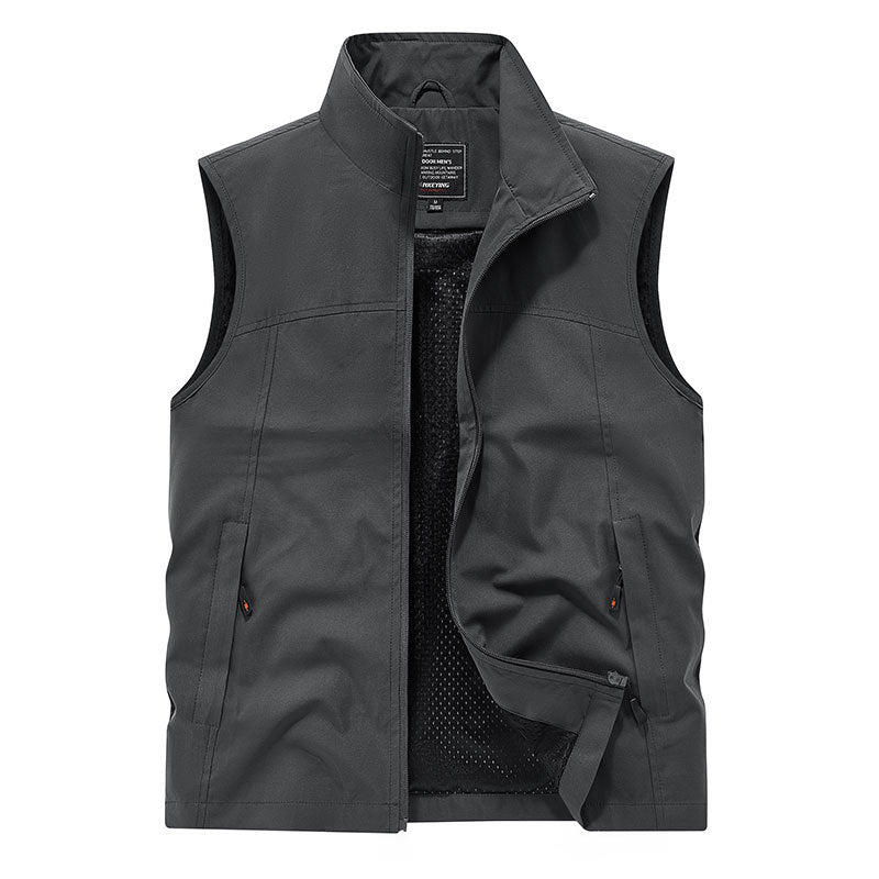 Herr Softshell Väst med Mesh Foder, Vind Resistant och Dragkedjefickor