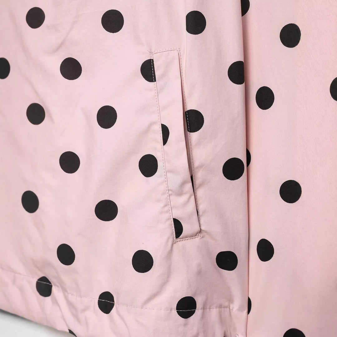 Dam lätt Dotted Anorak jacka in kort boxig skärning med dragsko och hög krage