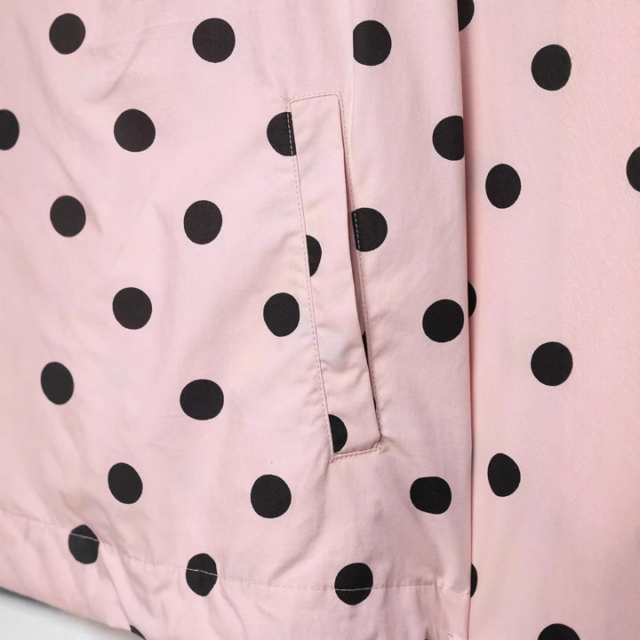 Dam lätt Dotted Anorak jacka in kort boxig skärning med dragsko och hög krage