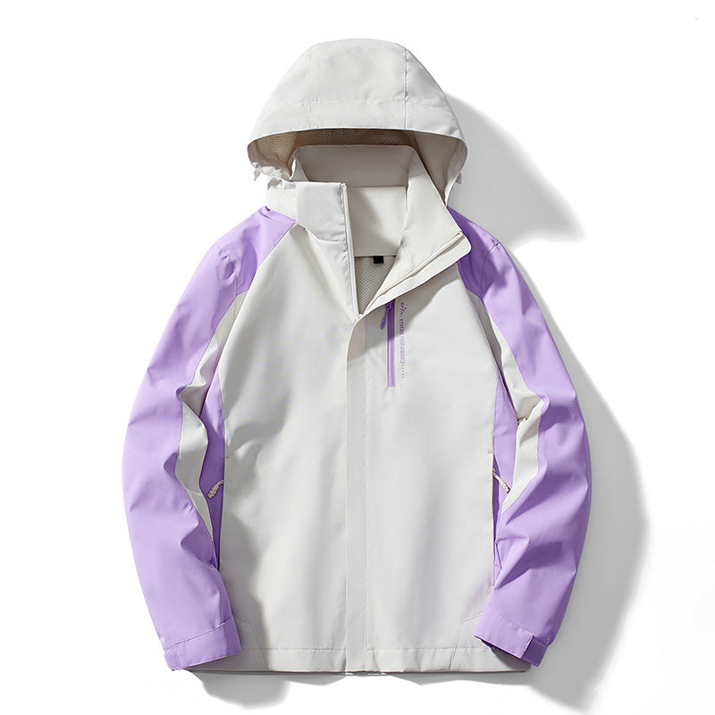 Dam lätt Two-Colored Softshell jacka med huva, andningsbar Mesh foder och Chest dragkedja