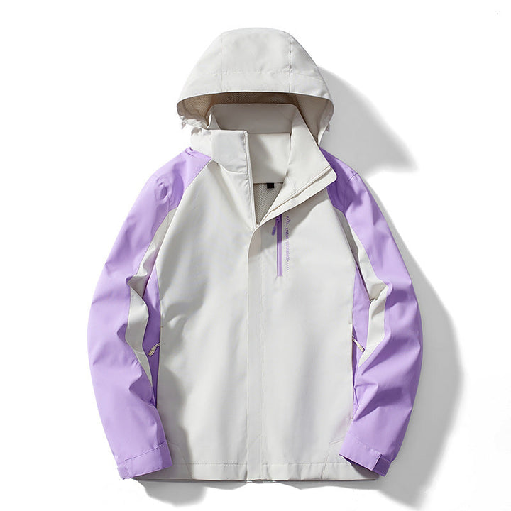 Dam två-layer softshell rain jacka med huva, andningsbar membrane och chest zip