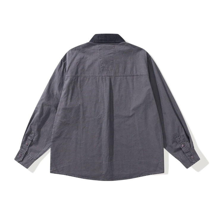 Herr oversize skjortjacka med Contrasting Cord Krage och Dekorativ bröstficka
