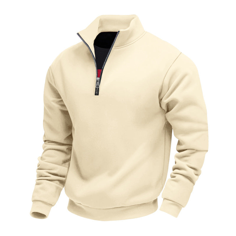 Herr Lätt Fleece Pullover med Ståkrage och Halv-Length Dragkedja