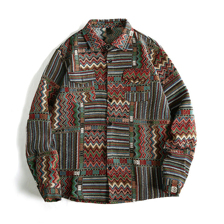 Herr Patterned Overskjortjacka i Patchwork Jacquard