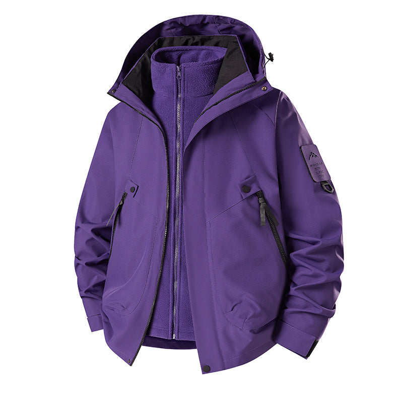 Herr 3-i-1 Softshell Parka med Uttagbar Fleece Inre Jacka och Technical Huva
