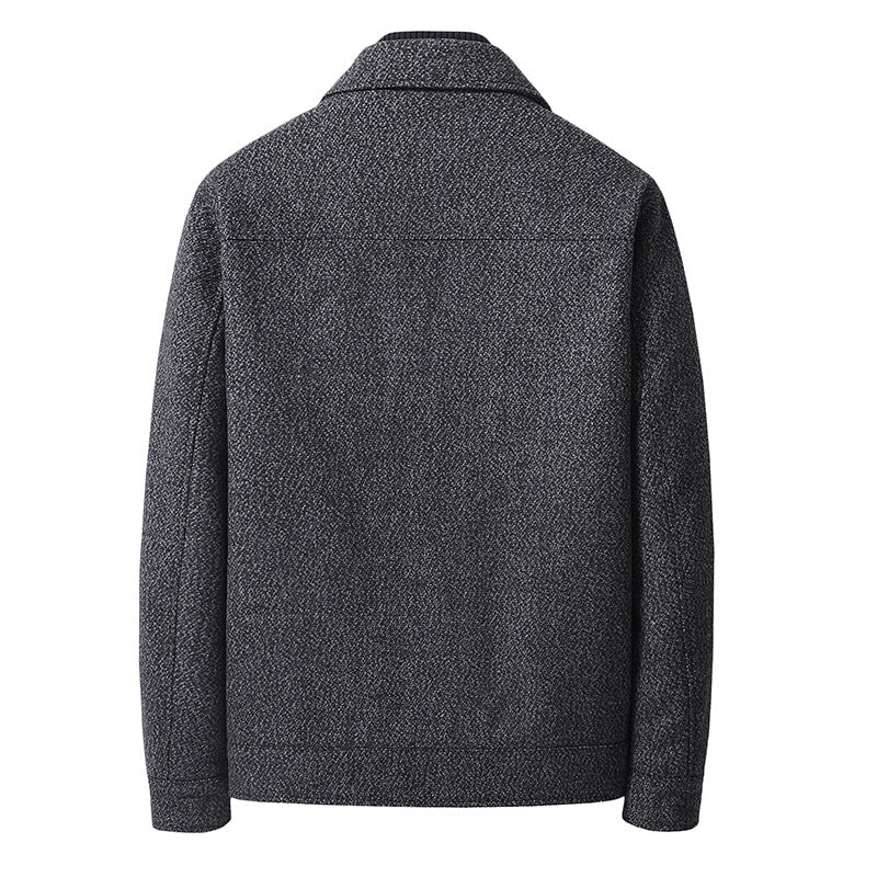 Herr Ull Blandning Short Jacka med Skjorta Krage och Finely Texturerad Tweed Look
