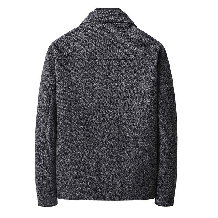 Herr Ull Blandning Short Jacka med Skjorta Krage och Finely Texturerad Tweed Look