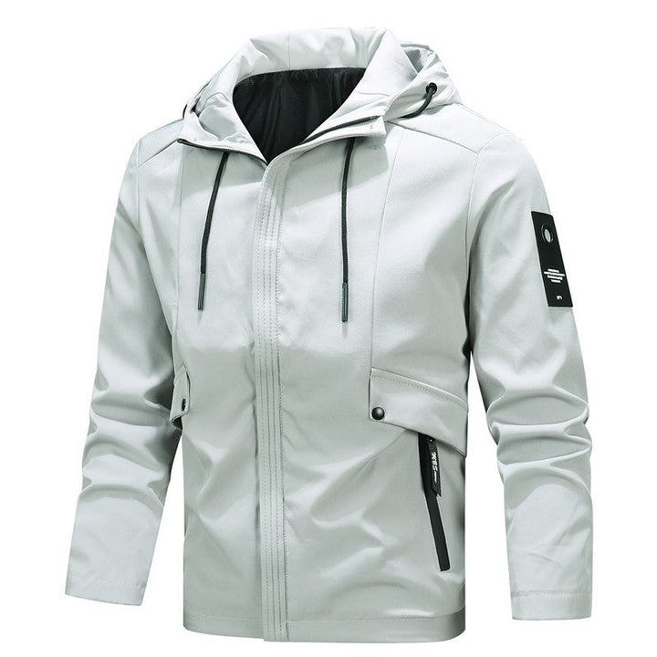 Herr Urban Minimalistisk Softshell Jacka med Huva med Concealed Dragkedja Fram
