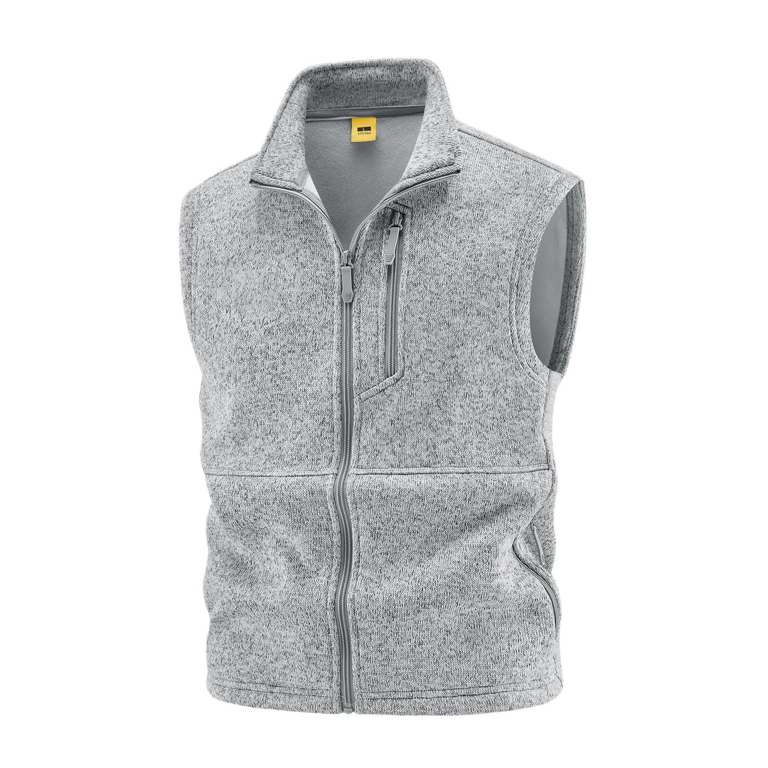 Herr Fleece Väst med Hög Ståkrage, Bröst Dragkedja och Sida Fickor