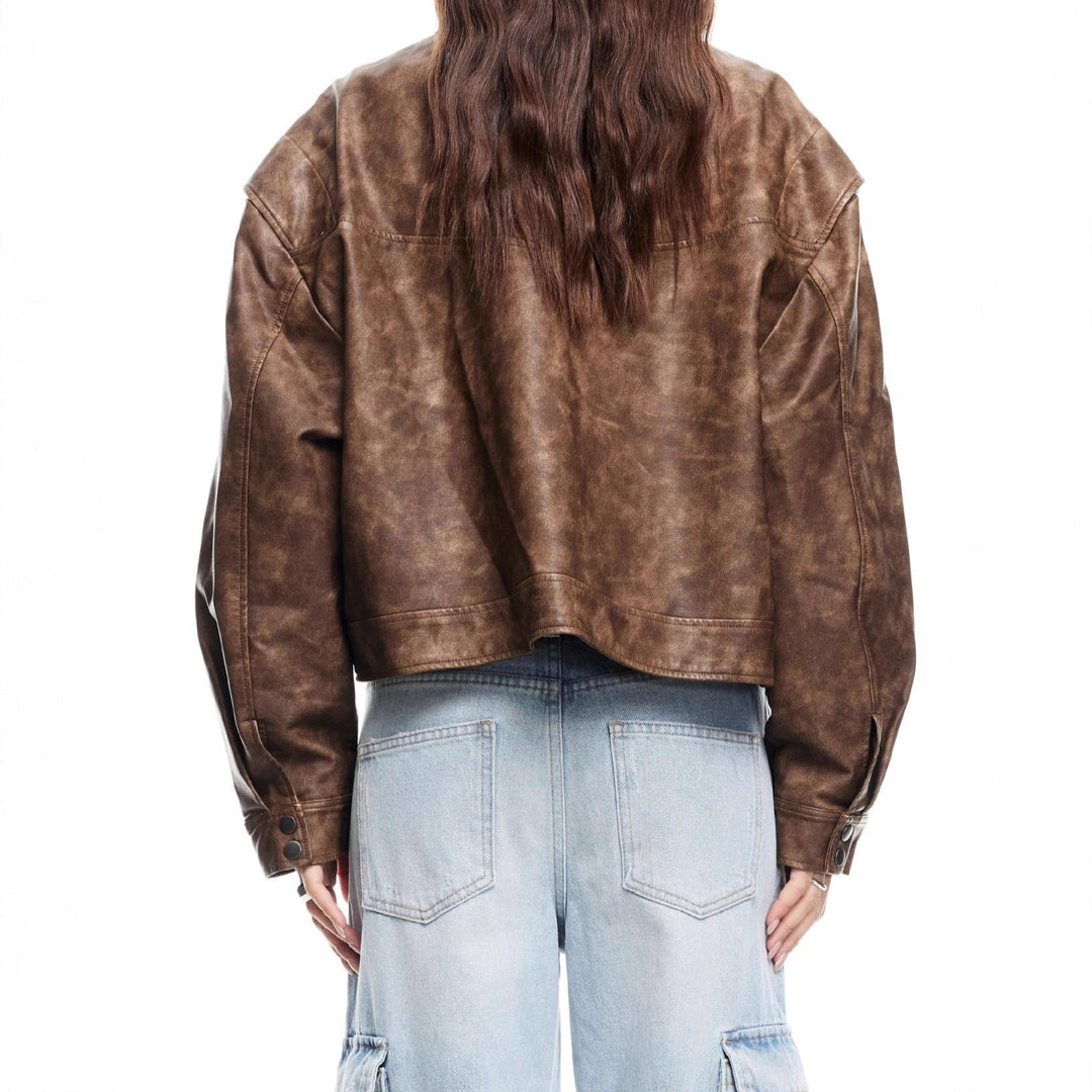 Dam Fashion konstläderjacka med oversized skärning