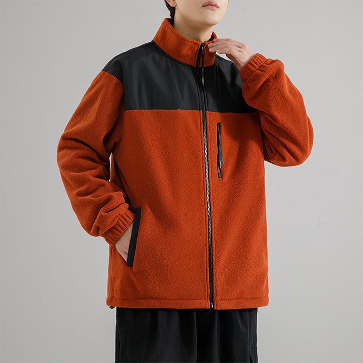 Herr Fleecejacke med Verstärktem Schulterpaneel, Ståkrage och Brustreißverschluss