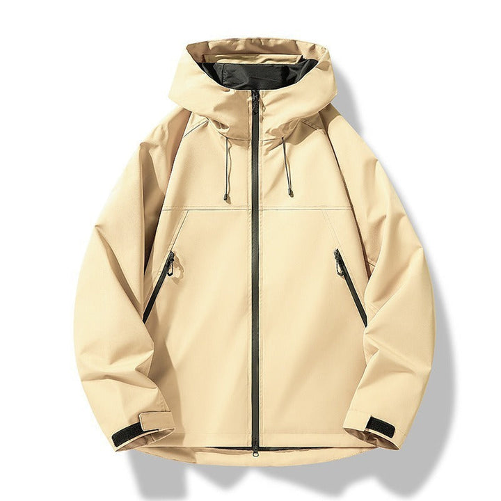 Herr lätt tvåfärgad softshell hoodiejacka med huva, fickor med dragkedja och elastisk fåll