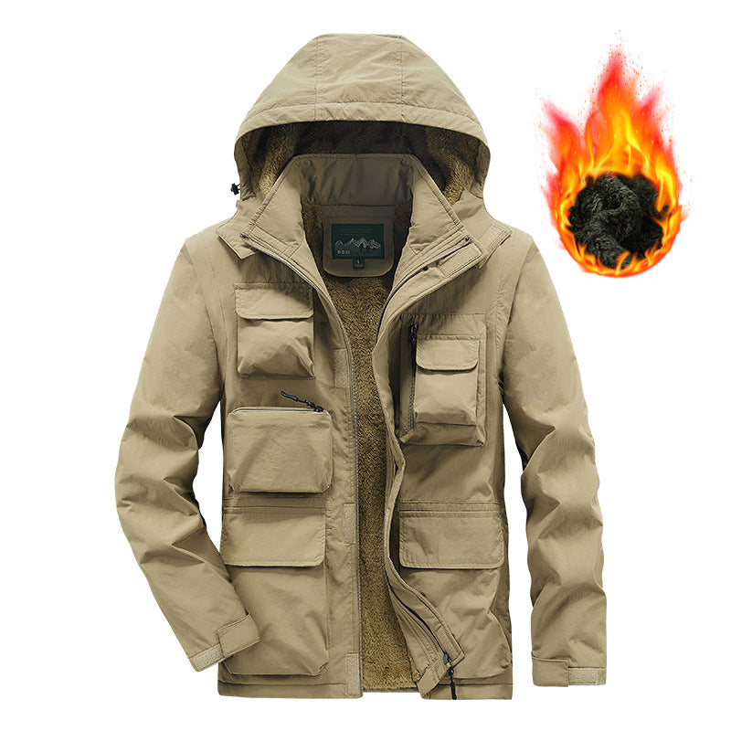 Herr Warming Multi-Function Parka med Teddy Fleecefoder, Huva och Utility Fickor