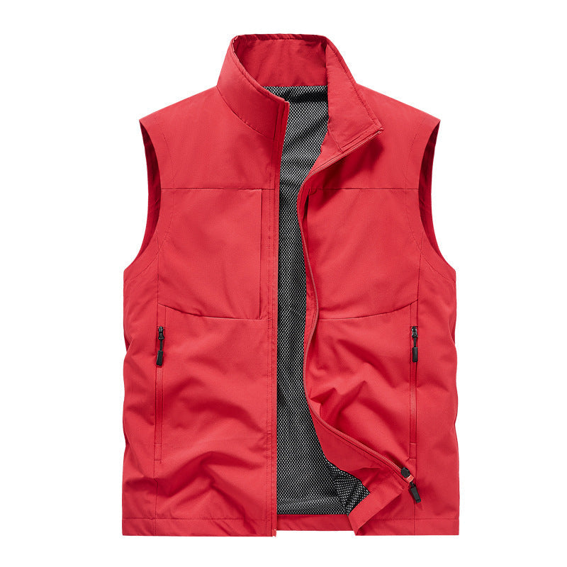 Herr Lätt Vindtät Softshell Quiltad Väst med Mesh Foder, Ståkrage &amp; Dragkedja Fickor