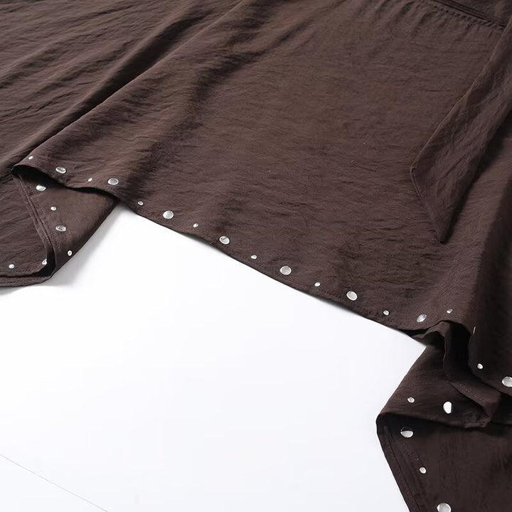 Dam Asymmetrisk Poncho Cape med Ties och Grommet Kant